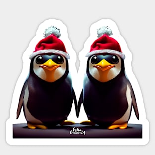 Couple of cute Christmas penguins Sticker